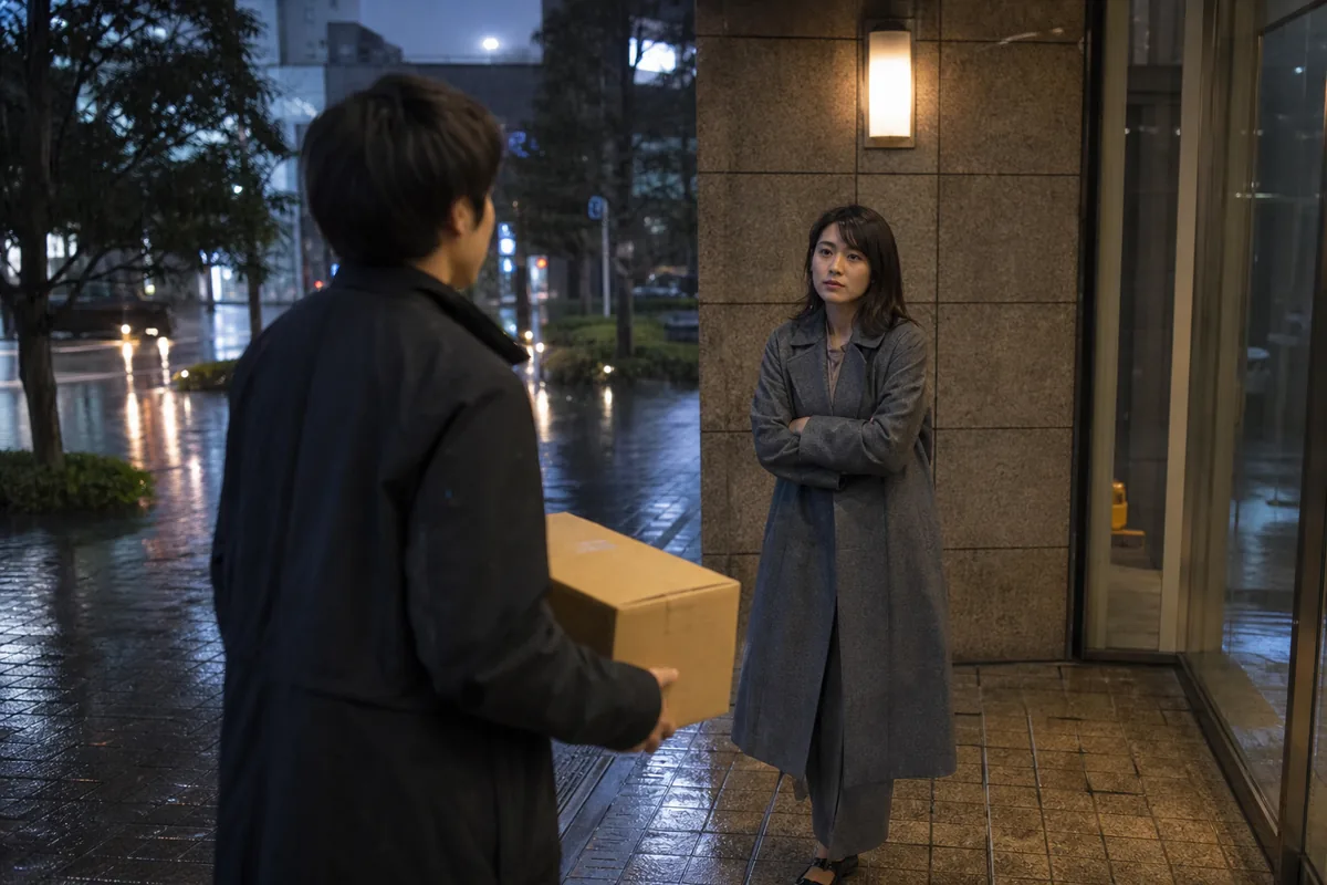 雨の待ち合わせ場所へ、約束の品を持って現れた人物