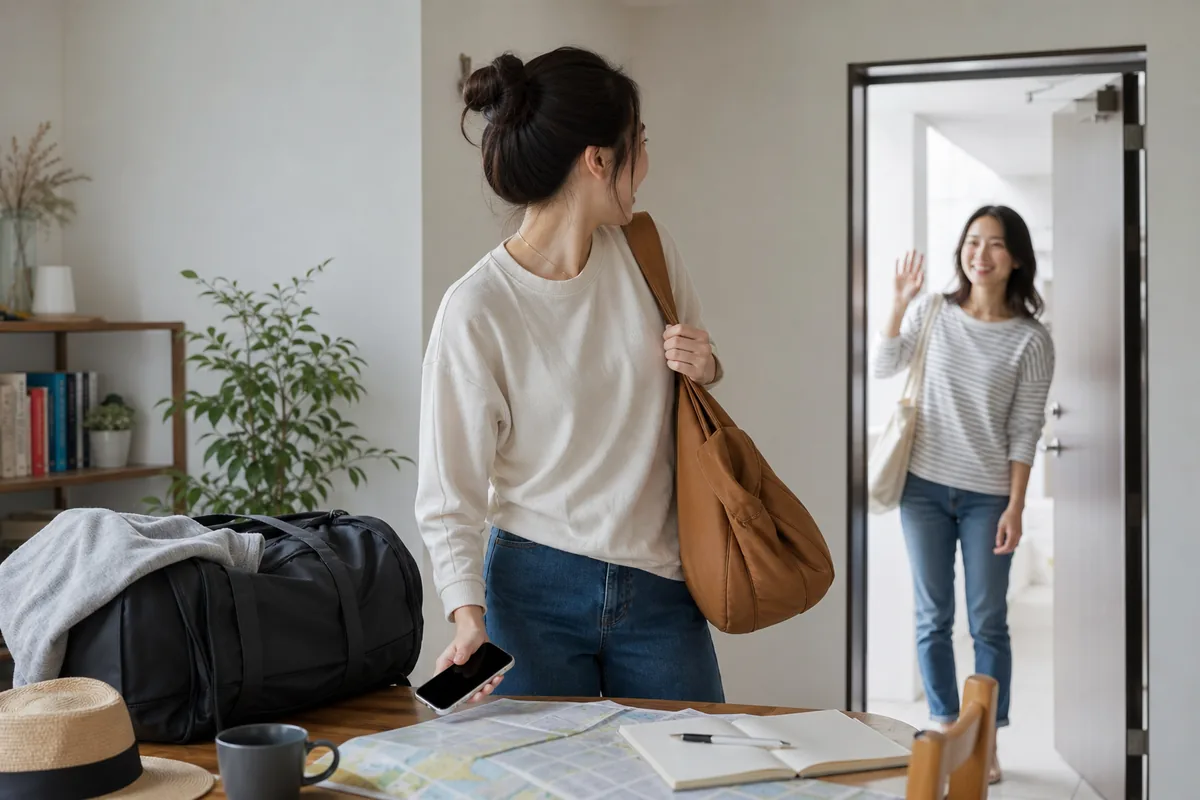 準備済みの旅行計画を残し、突然の誘いへ向かう人物