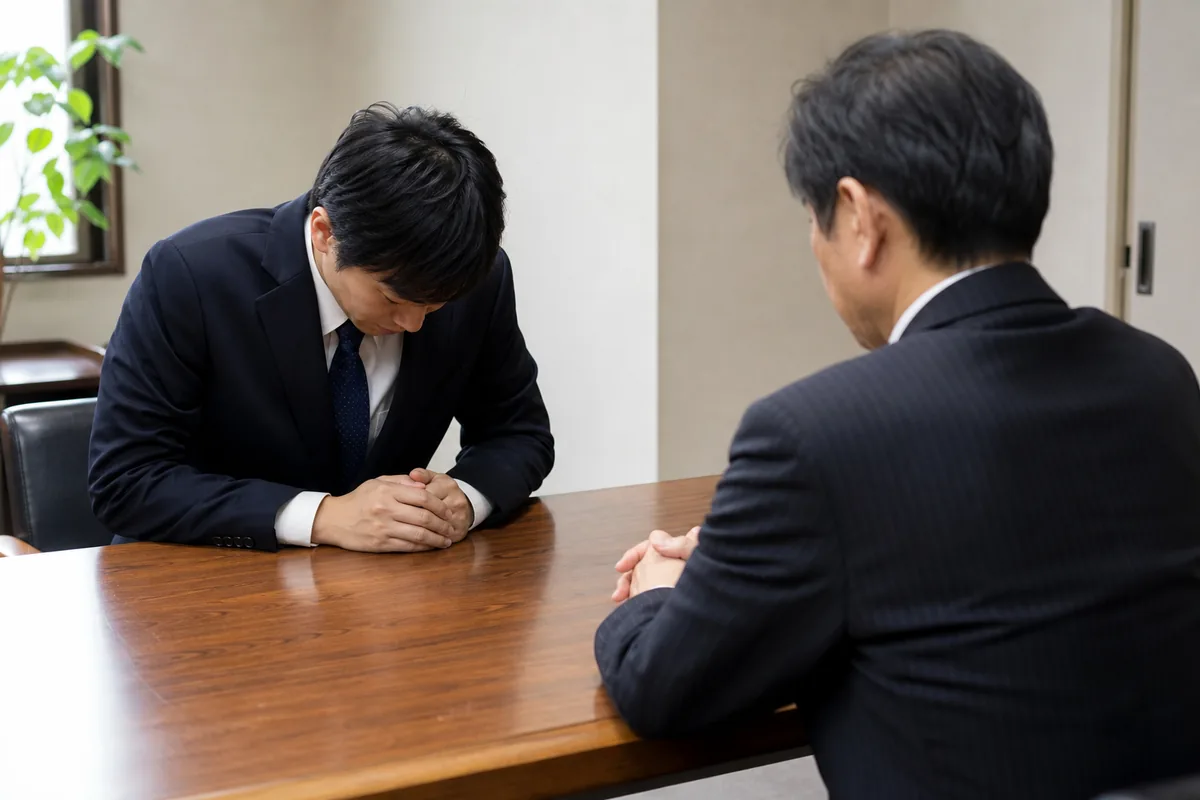 形だけにも見える謝罪をする人と慎重に聞く相手