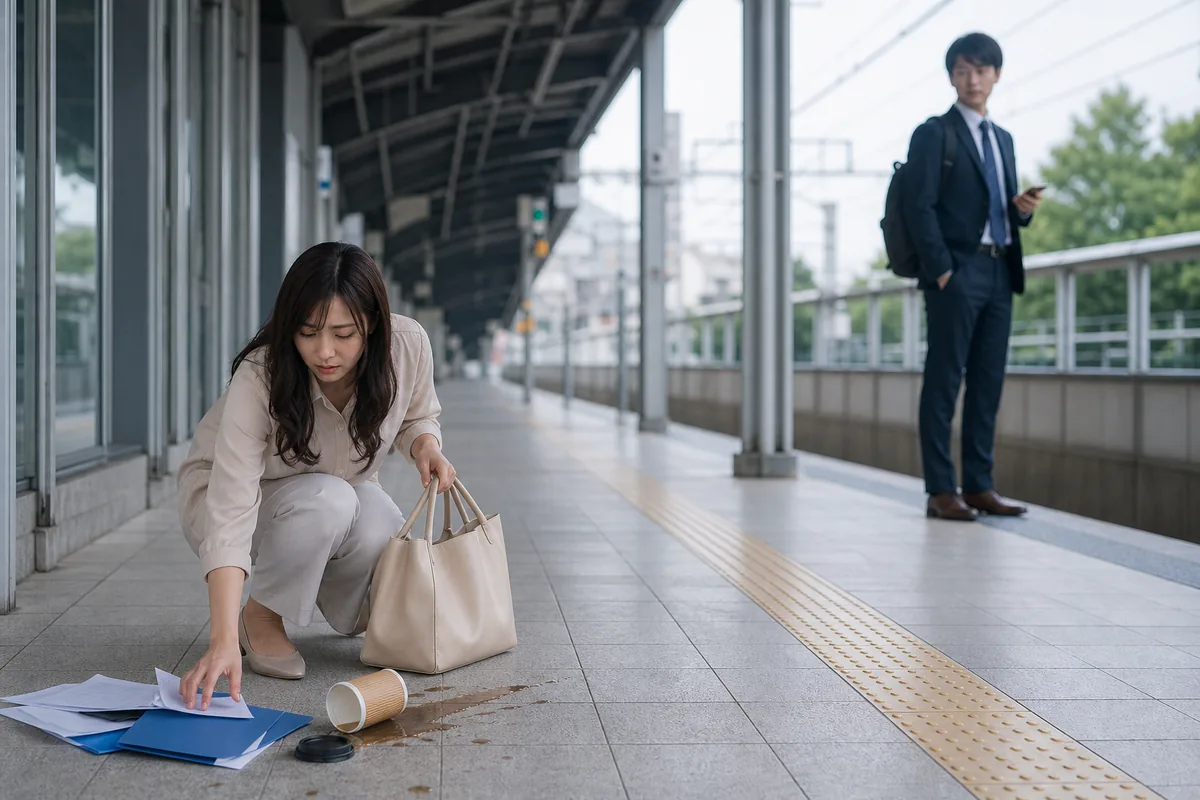 自分の行動の後始末をする相手を、離れて見る人物